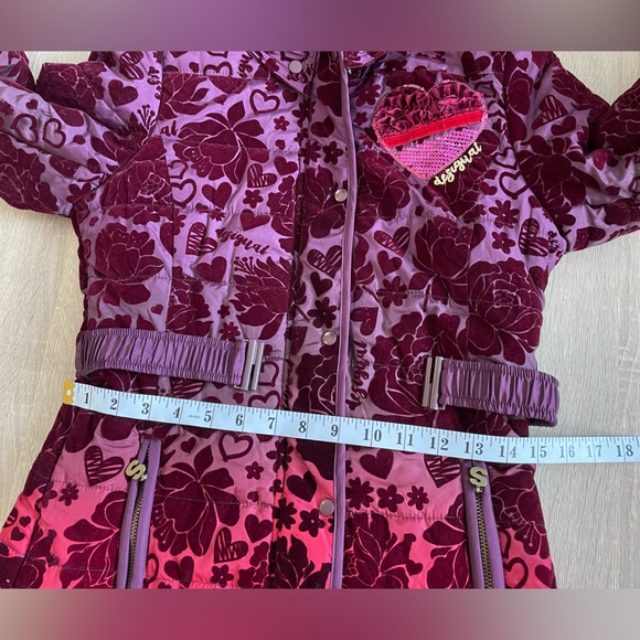 DESIGUAL Youth Designer Purple & Maroon Ombre Jacket Belted Hooded Trench 13/14 - Picture 11 of 15